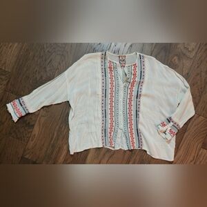 Johnny Was Blouse XS Over Sized Button Front Smoke Free Home